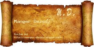 Manger Dezső névjegykártya